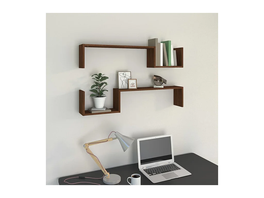 Étagères murales 2 pcs Chêne marron 100x15x20 cm