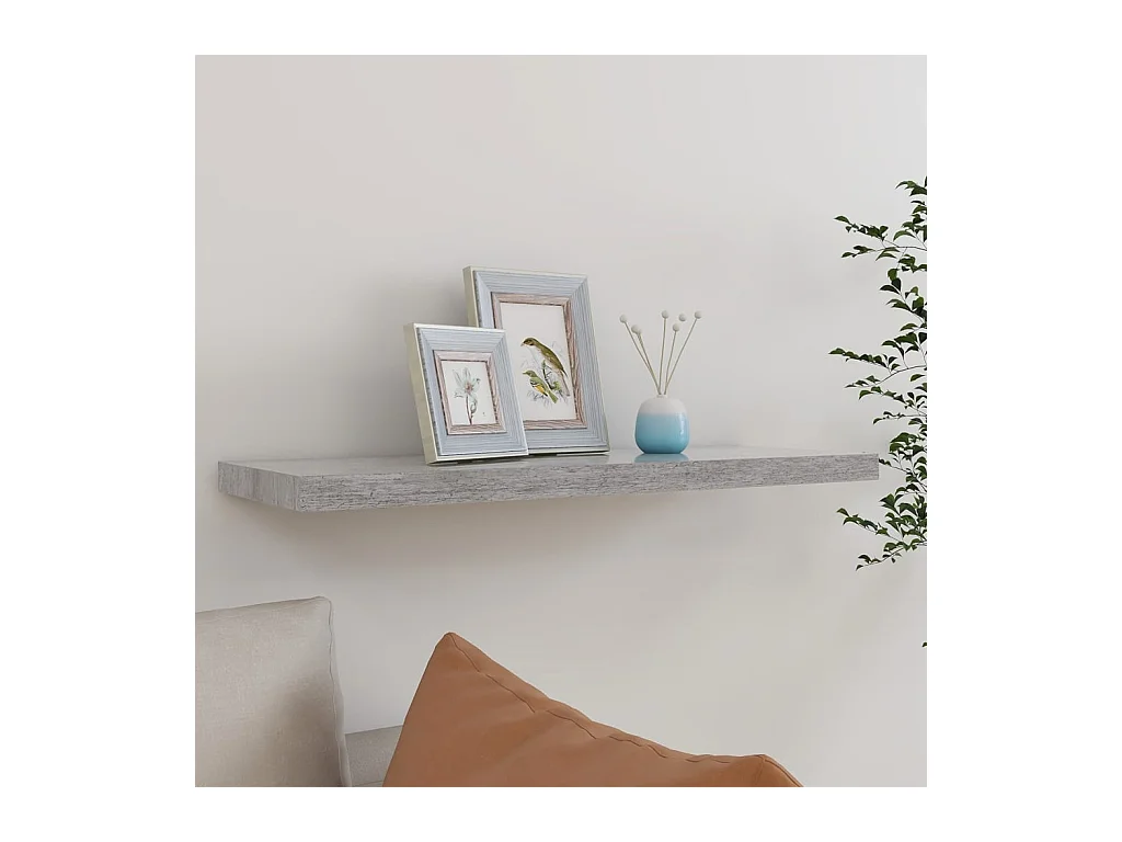 Étagère murale flottante Gris béton 80x23,5x3,8 cm MDF