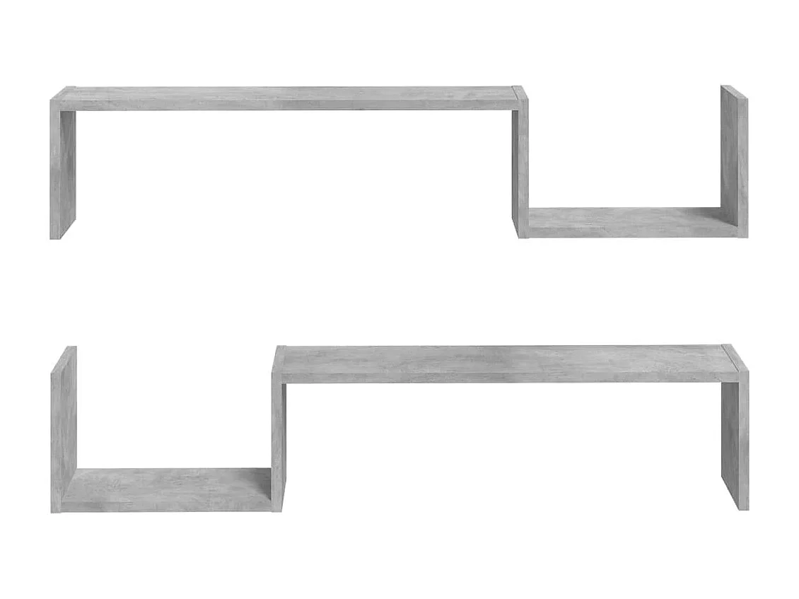 Étagères murales 2 pcs gris béton 100x15x20cm bois d'ingénierie