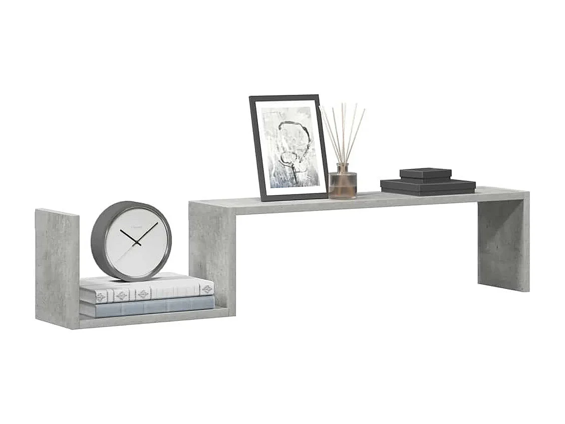 Étagères murales 2 pcs gris béton 100x15x20cm bois d'ingénierie