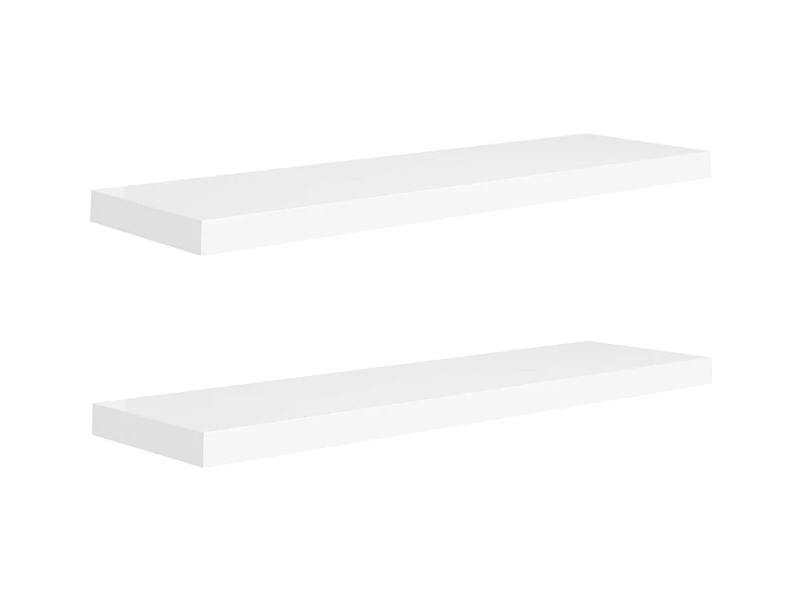 Mensole da parete sospese 2 pezzi bianche 90x23,5x3,8 cm MDF