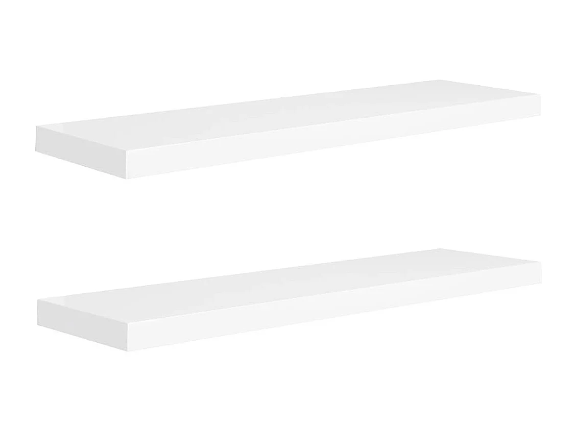 Schwebende Wandregale 2 Stück weiß 90x23,5x3,8 cm MDF