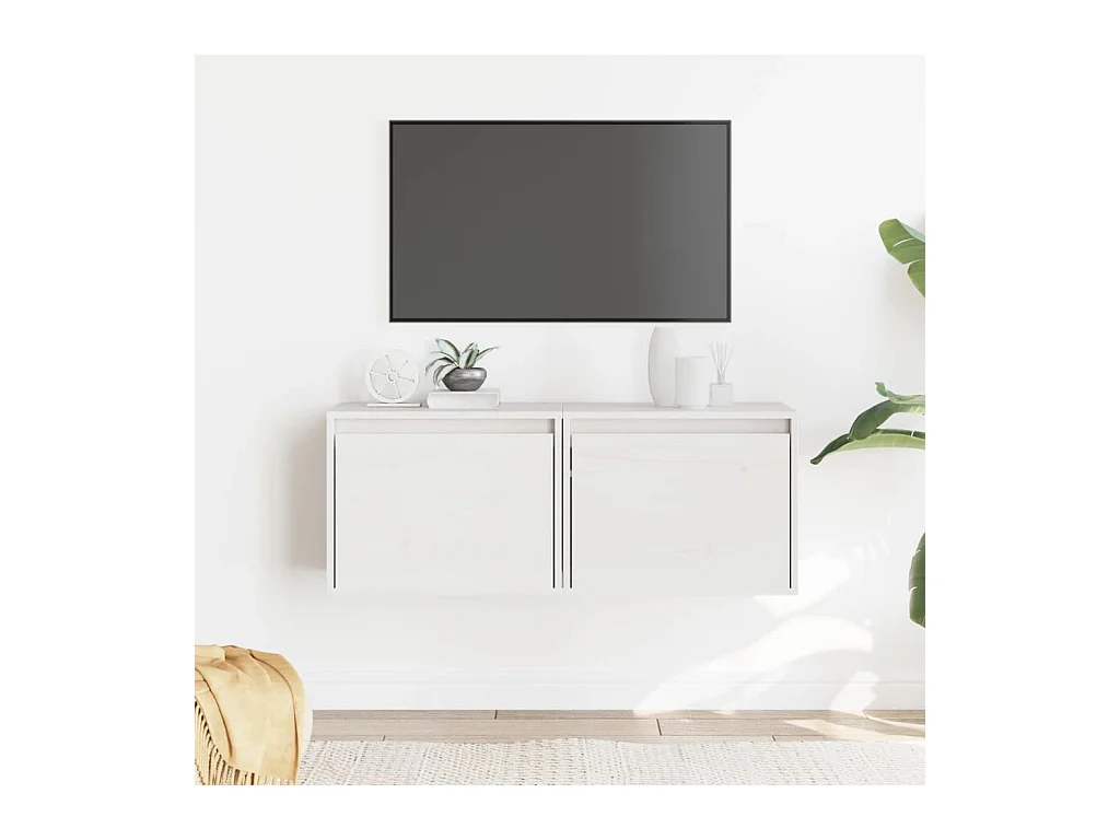 Pensili 2 pz Bianco 45x30x35 cm Legno massello di pino