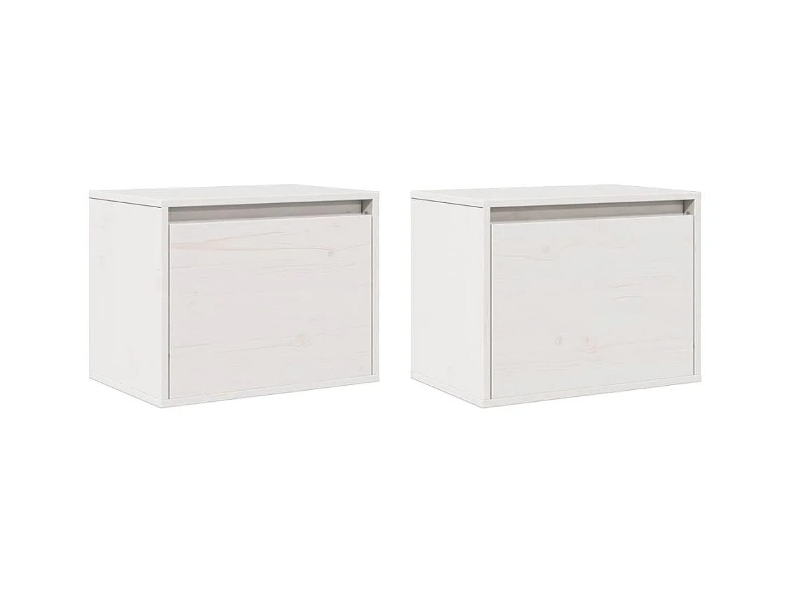 Pensili 2 pz Bianco 45x30x35 cm Legno massello di pino