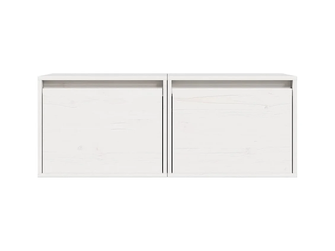 Pensili 2 pz Bianco 45x30x35 cm Legno massello di pino