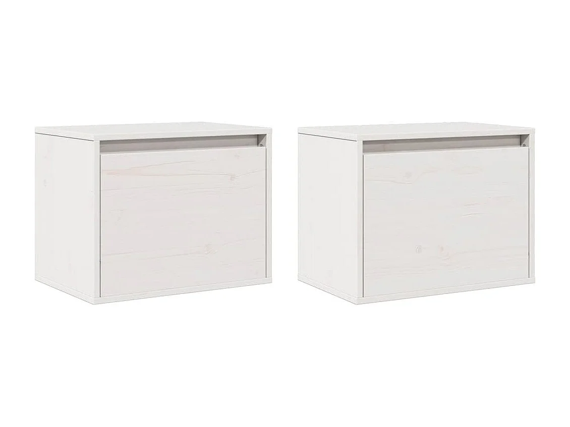 Armoires murales 2 pcs Blanc 45x30x35 cm Bois de pin massif