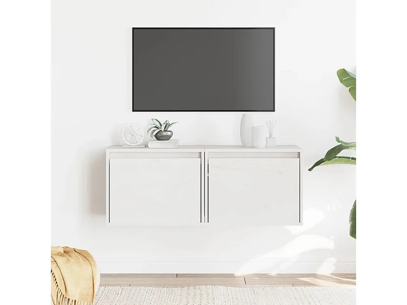 Armoires murales 2 pcs Blanc 45x30x35 cm Bois de pin massif