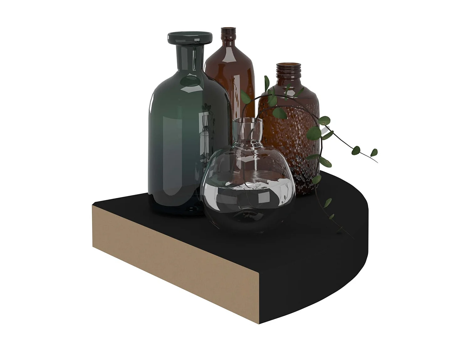 Étagères d'angle flottantes 4 pcs noir 25x25x3,8 cm MDF