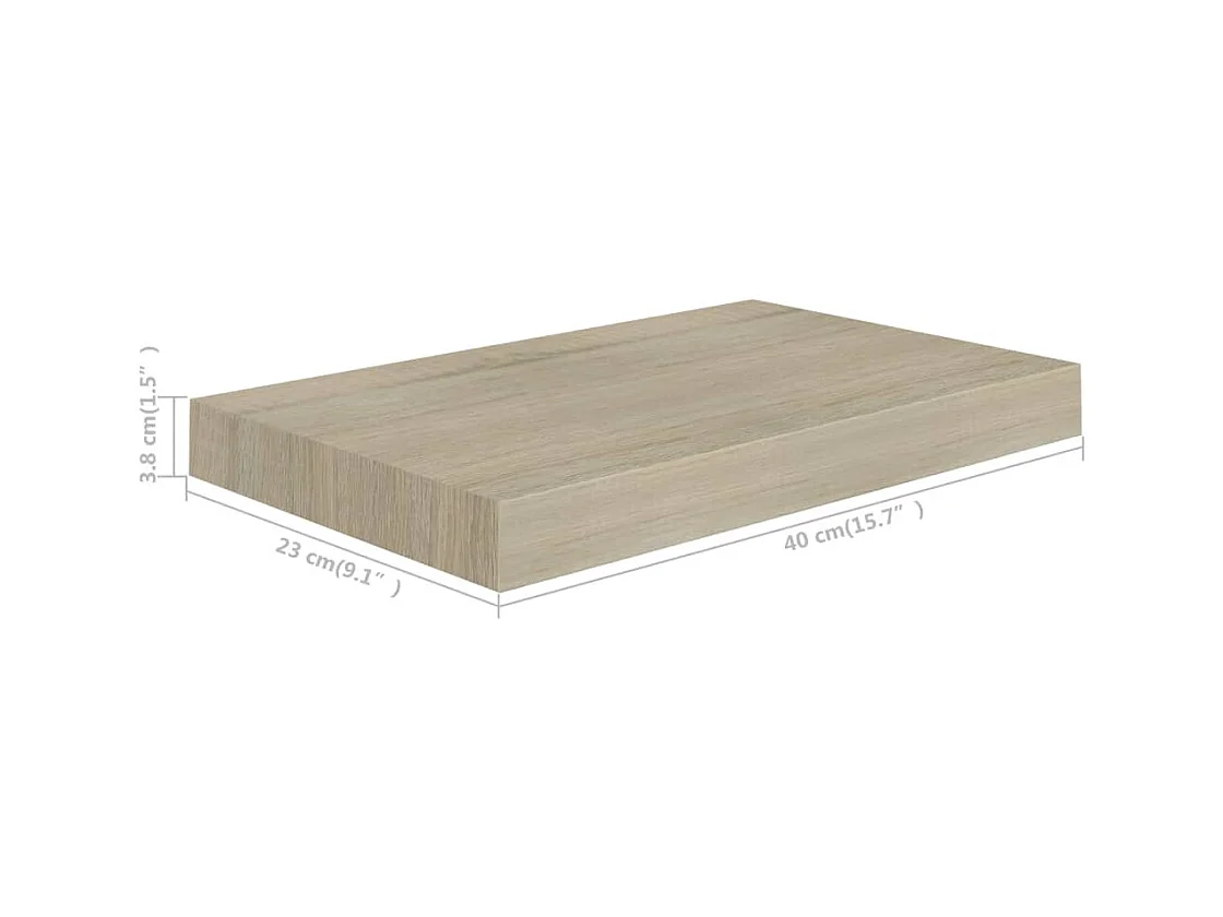 Mensola sospesa da parete in rovere 40x23x3,8 cm MDF