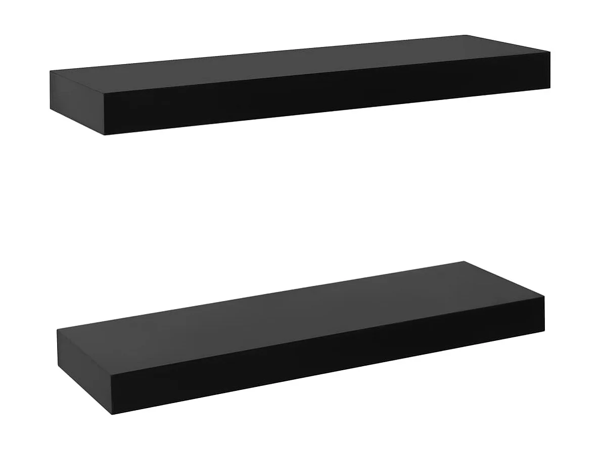 Mensole da parete sospese 2 pezzi Nero 40x20x3,8 cm