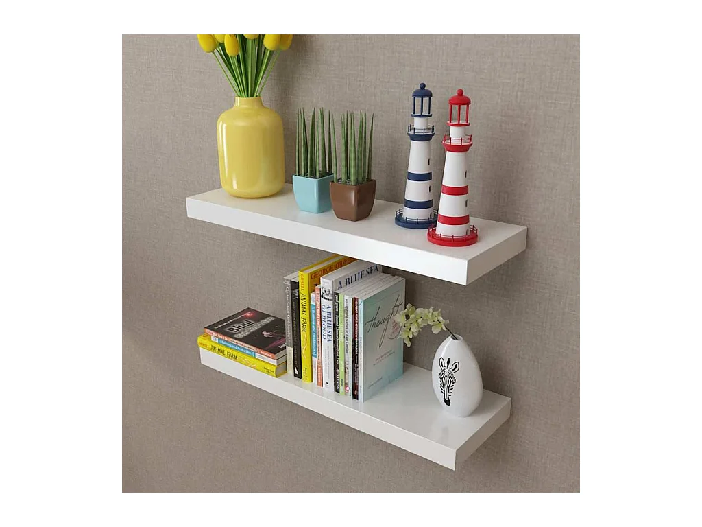 witte MDF wandplanken voor boeken/dvd's