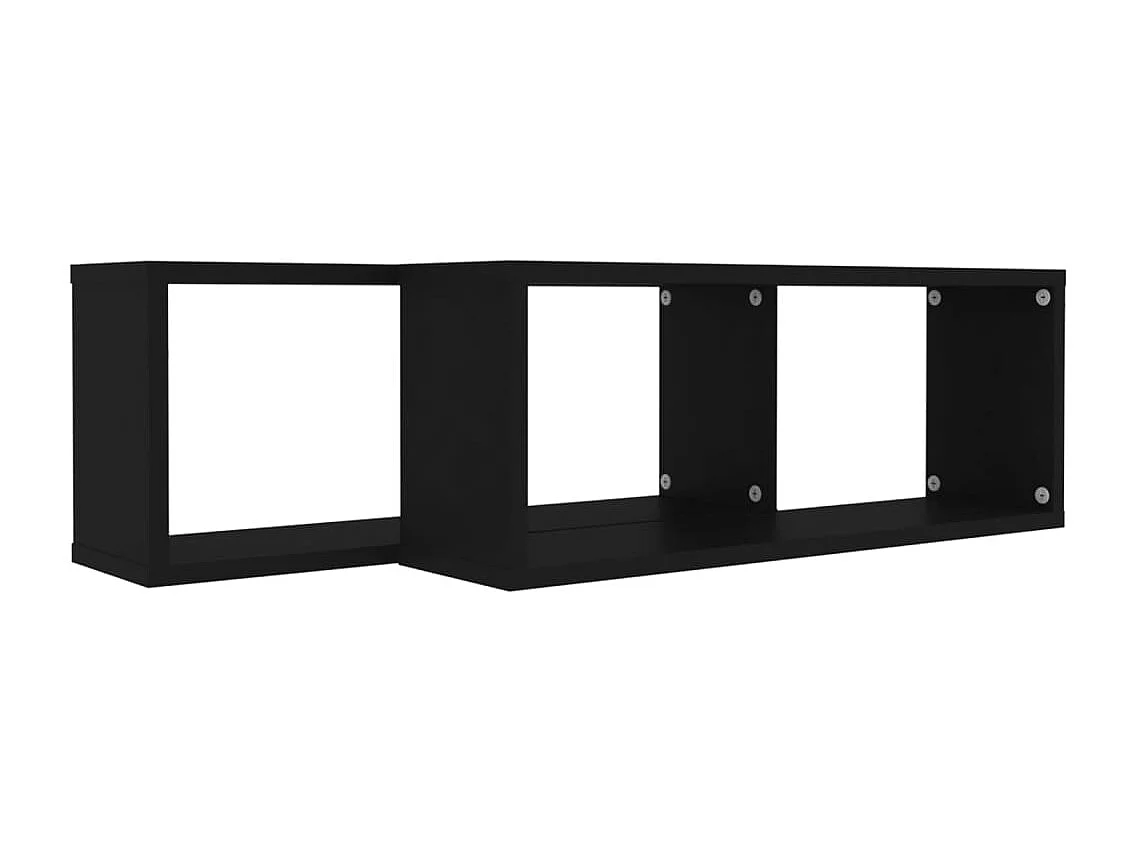 Mensole da parete a cubo 2 pezzi Nero 60x15x23 cm Legno ingegnerizzato