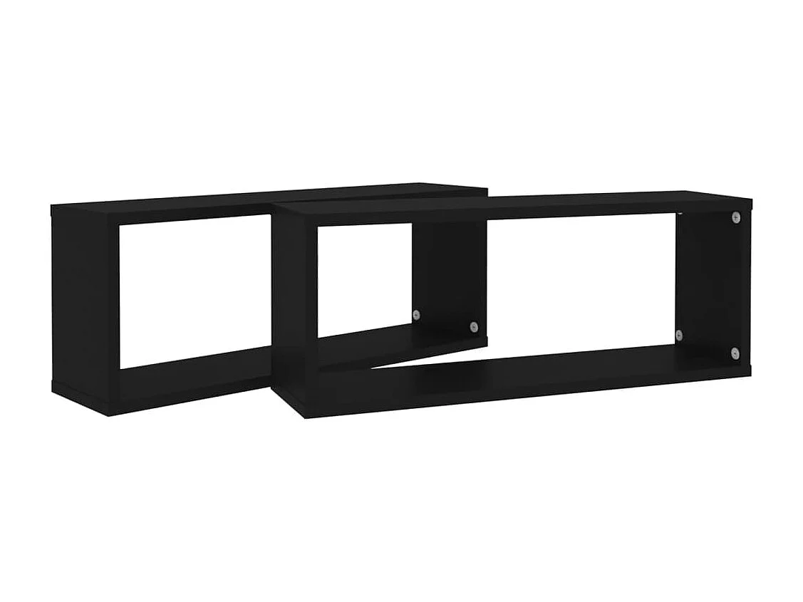 Mensole da parete a cubo 2 pezzi Nero 60x15x23 cm Legno ingegnerizzato