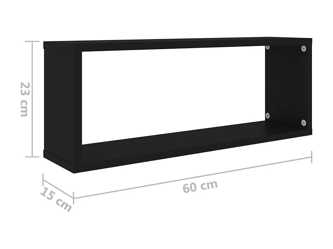 Mensole da parete a cubo 2 pezzi Nero 60x15x23 cm Legno ingegnerizzato
