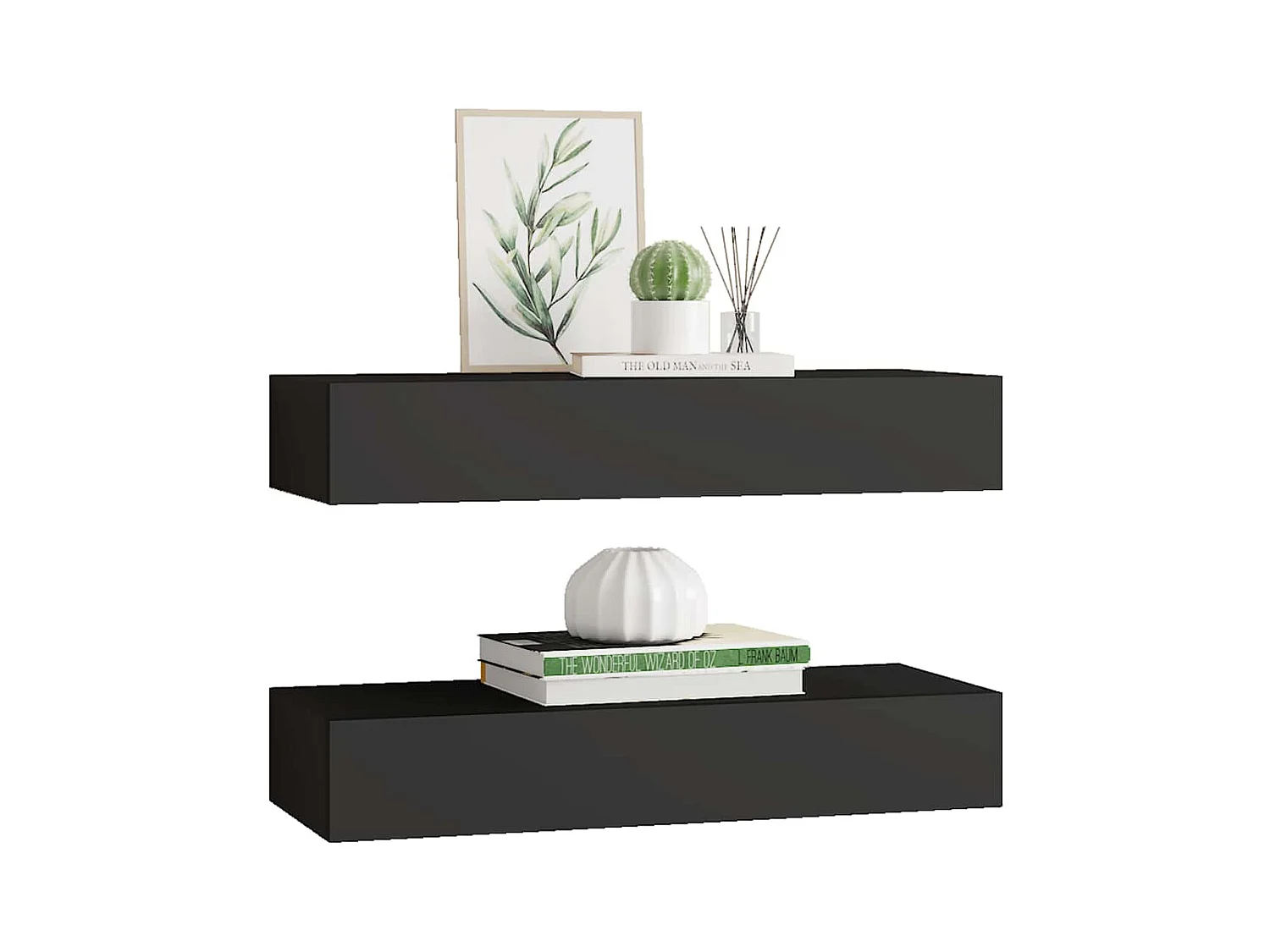 Étagères à tiroirs murales 2 pcs Noir 60x23,5x10 cm MDF