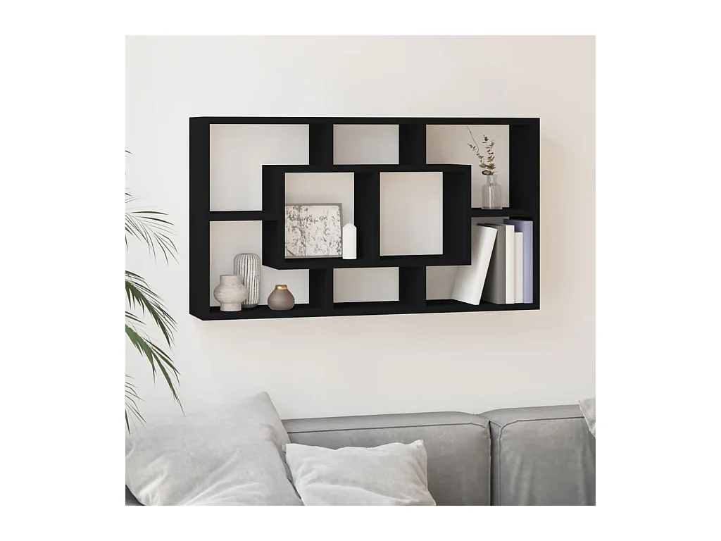 Mensola da parete a 8 scomparti nera
