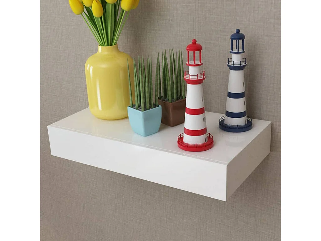 Étagères murales avec tiroirs 2 pcs Blanc 48 cm