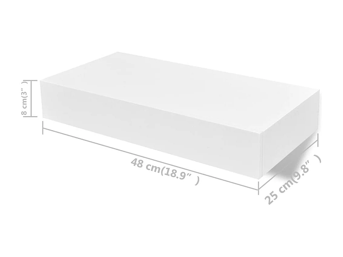 Étagères murales avec tiroirs 2 pcs Blanc 48 cm