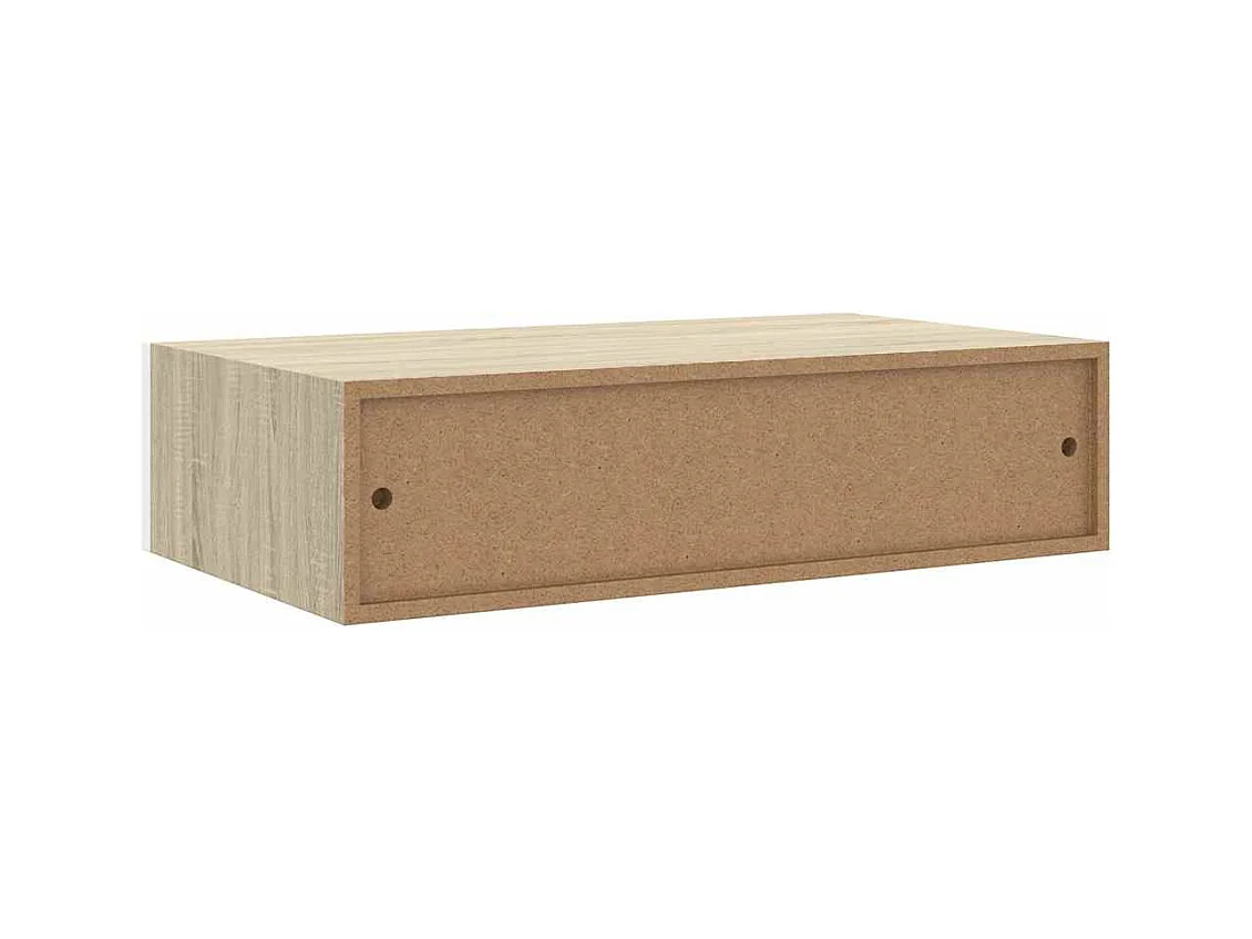 Étagère à tiroir murale chêne et blanc 40x23,5x10 cm MDF