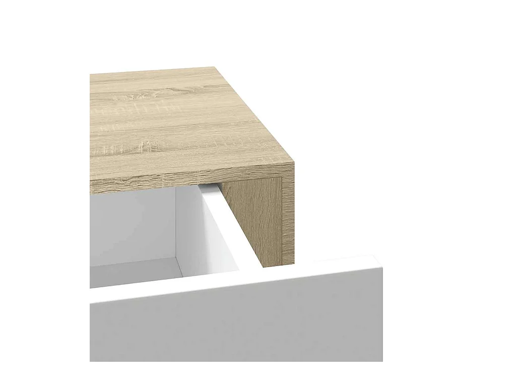 Étagère à tiroir murale chêne et blanc 40x23,5x10 cm MDF