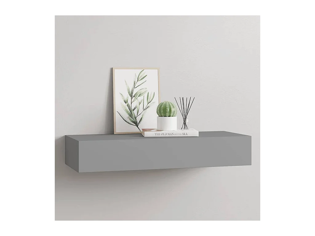 Étagère à tiroir murale Gris 60x23,5x10 cm MDF
