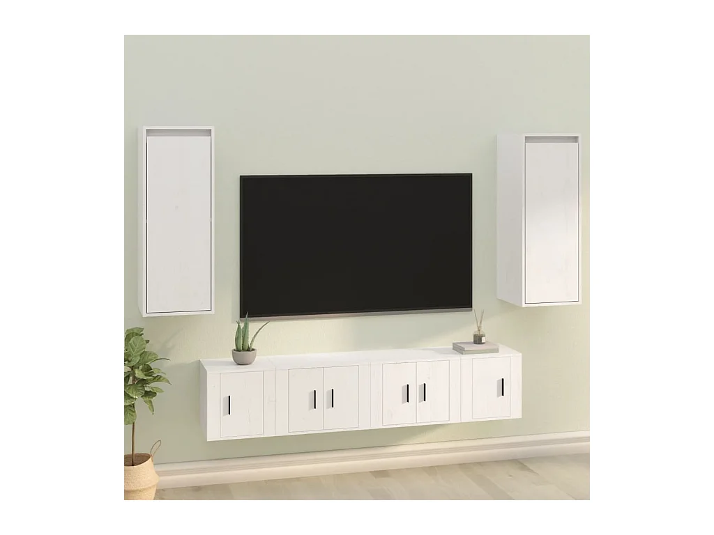 Pensili 2 pz Bianco 30x30x80 cm Legno massello di pino