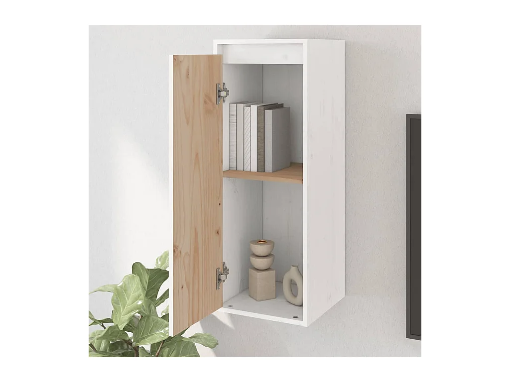 Pensili 2 pz Bianco 30x30x80 cm Legno massello di pino