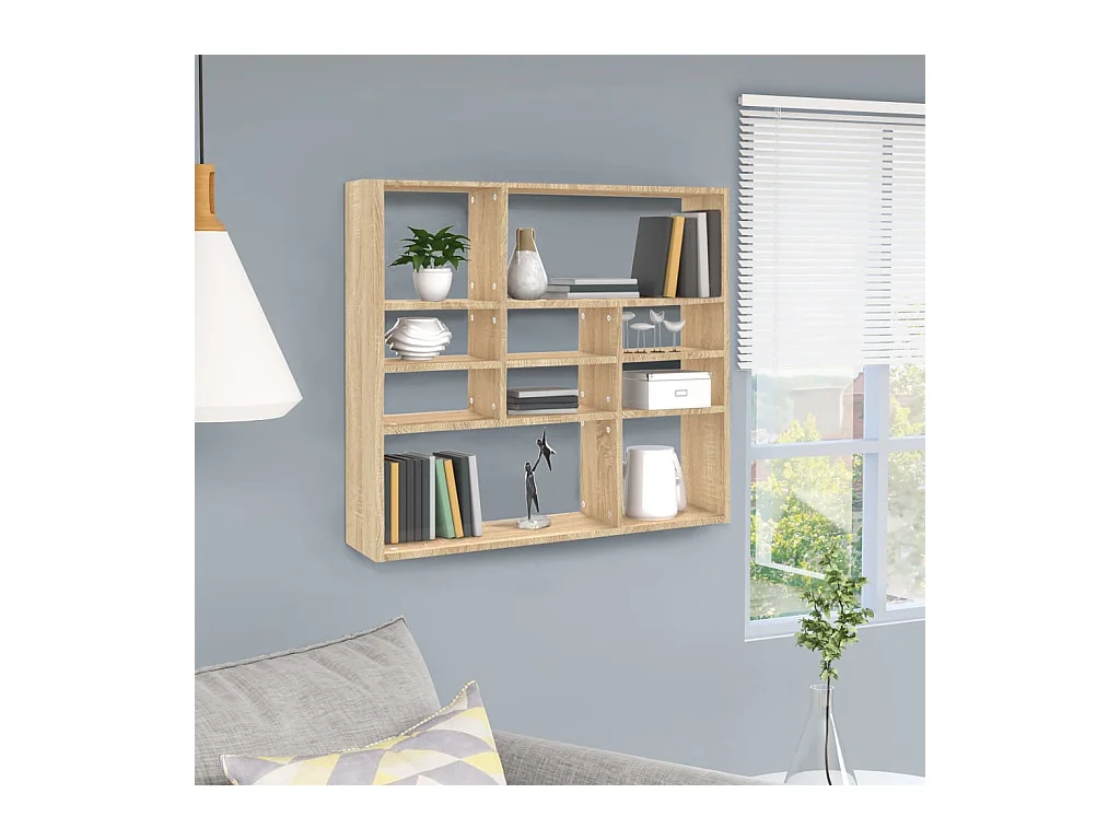 Mensola da parete in rovere Sonoma 90x16x78 cm in legno ingegnerizzato