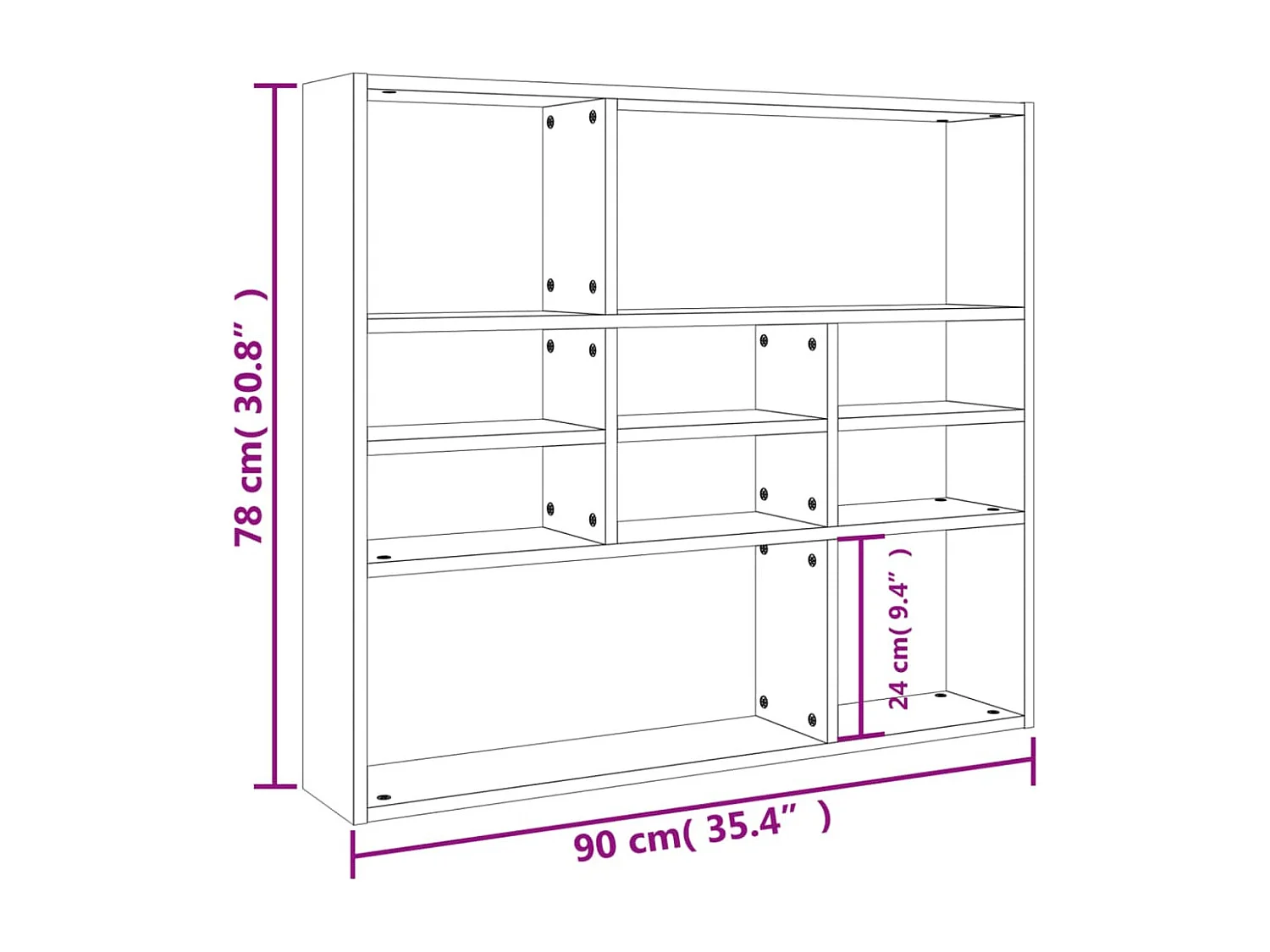 Mensola da parete in rovere Sonoma 90x16x78 cm in legno ingegnerizzato