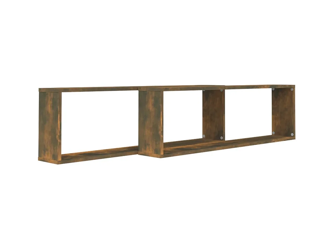 Étagères murales cubiques 2 pcs Chêne fumé 100x15x30 cm