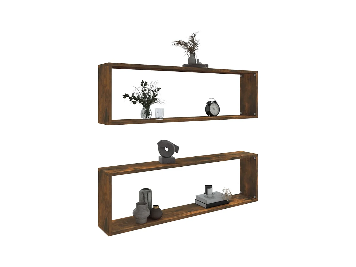 Étagères murales cubiques 2 pcs Chêne fumé 100x15x30 cm