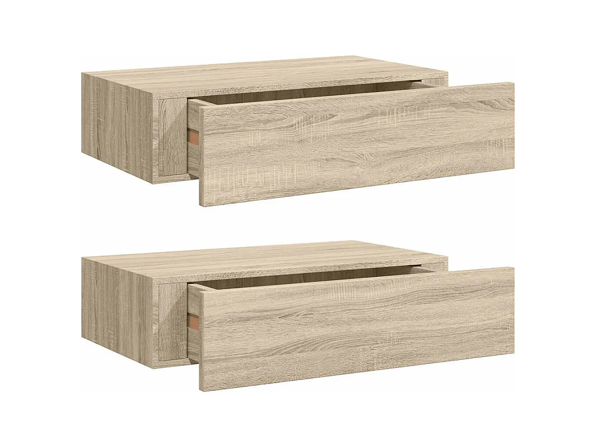 Étagères à tiroirs murales 2 pcs chêne 40x23,5x10 cm MDF