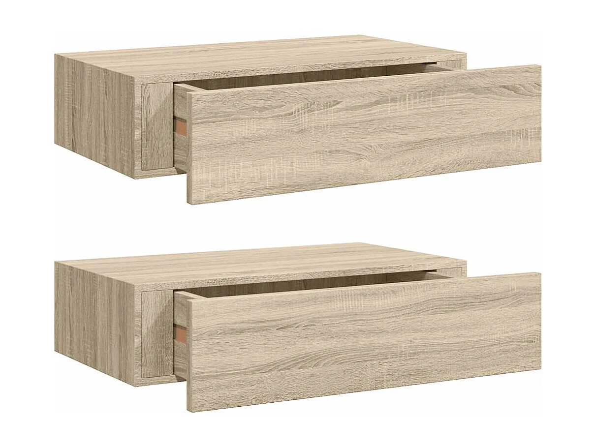 Étagères à tiroirs murales 2 pcs chêne 40x23,5x10 cm MDF
