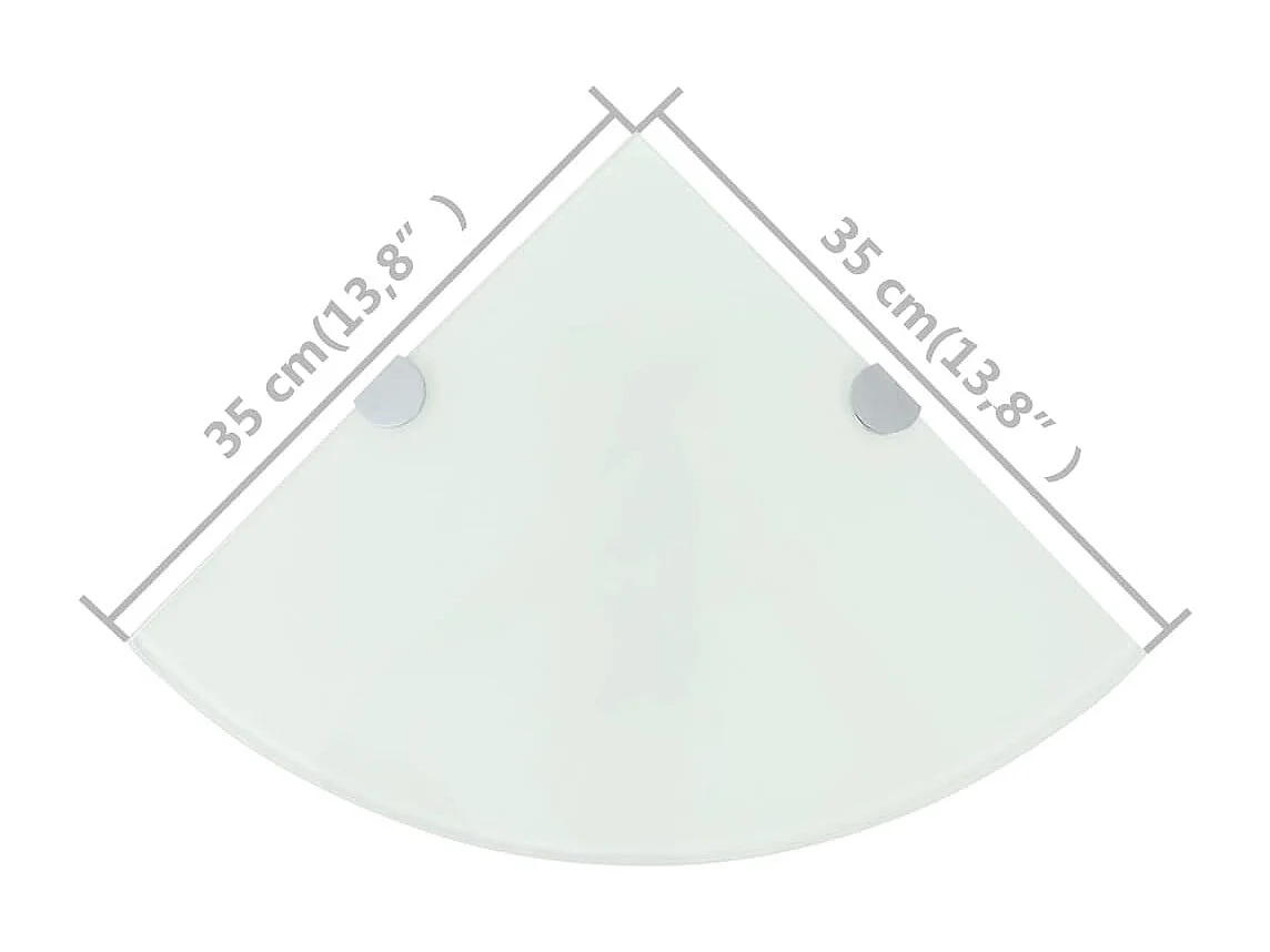 mensole angolari e staffe cromate in vetro bianco 35x35 cm