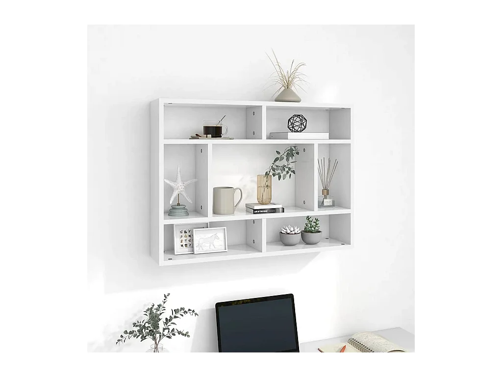 Wandplank Wit 75x16x55 cm Bewerkt hout