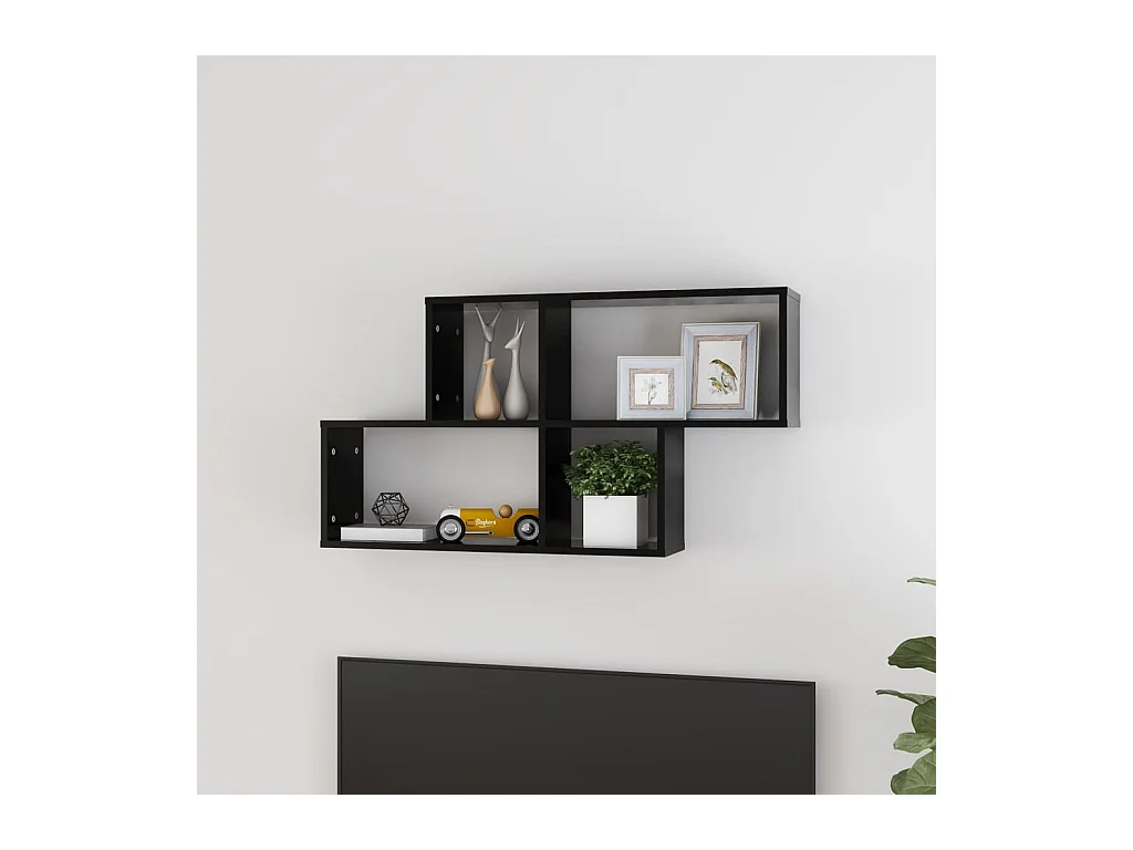 Mensola da parete nera 100x18x53 cm in legno ingegnerizzato