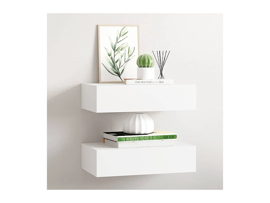 Mensole a muro per cassetti 2 pz Bianco 40x23,5x10 cm MDF