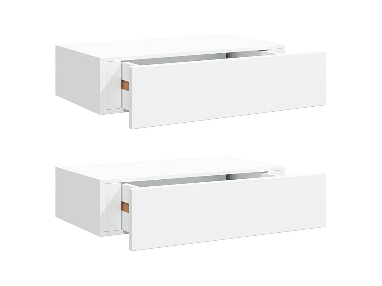Mensole a muro per cassetti 2 pz Bianco 40x23,5x10 cm MDF