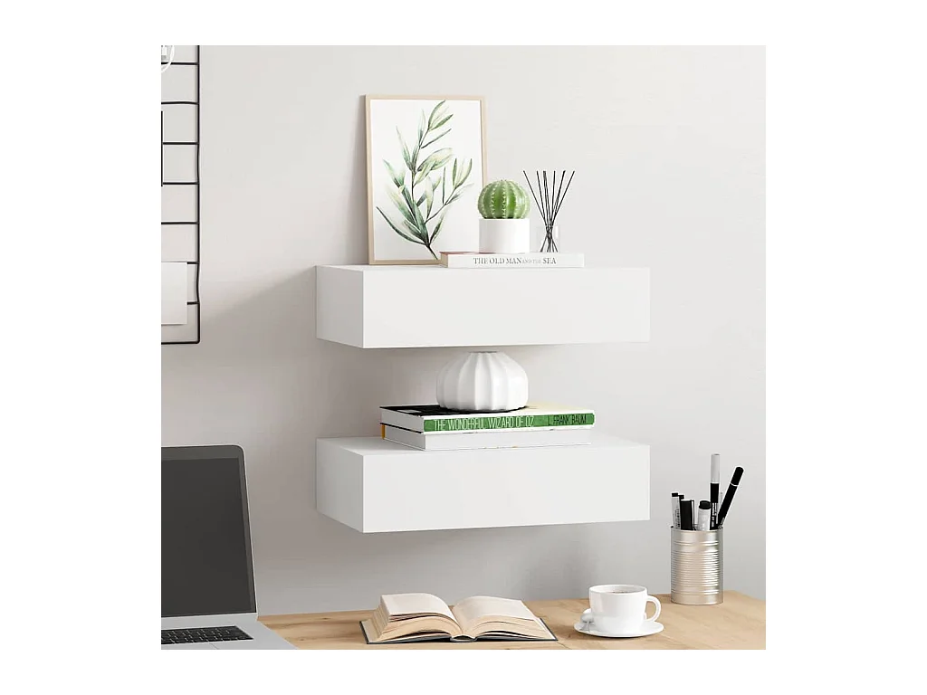 Mensole a muro per cassetti 2 pz Bianco 40x23,5x10 cm MDF