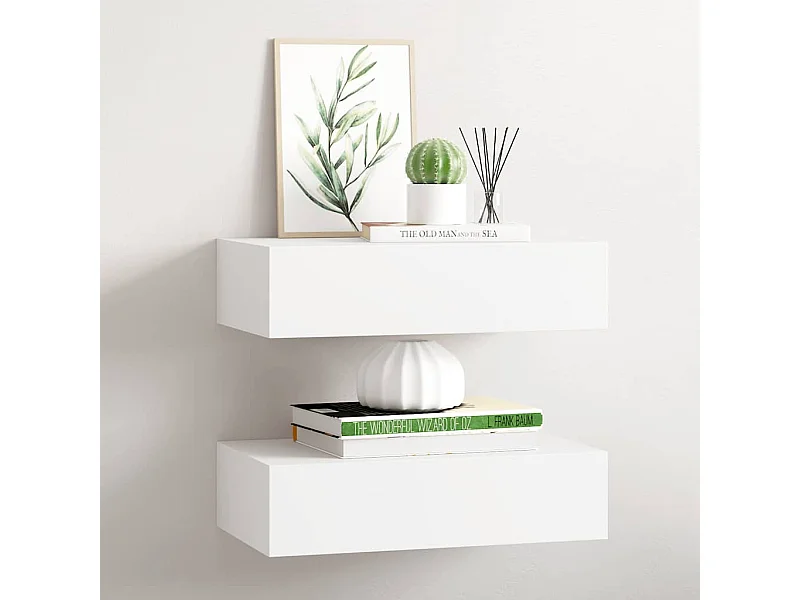 Étagères à tiroirs murales 2 pcs Blanc 40x23,5x10 cm MDF