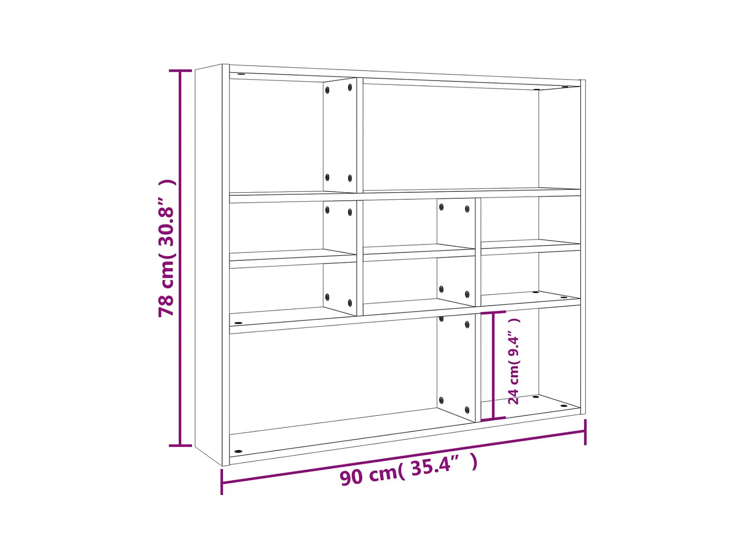 Étagère murale Gris béton 90x16x78 cm Bois d’ingénierie