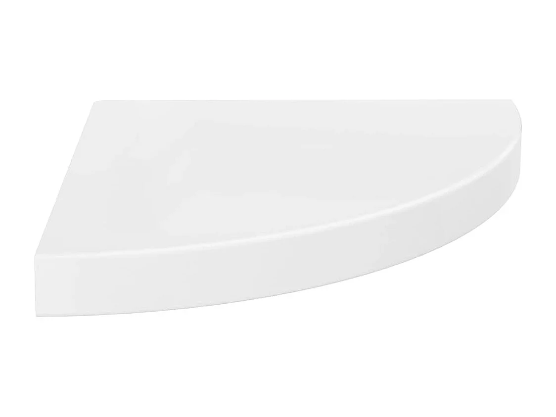 Mensola angolare sospesa bianco lucido 35x35x3,8 cm MDF