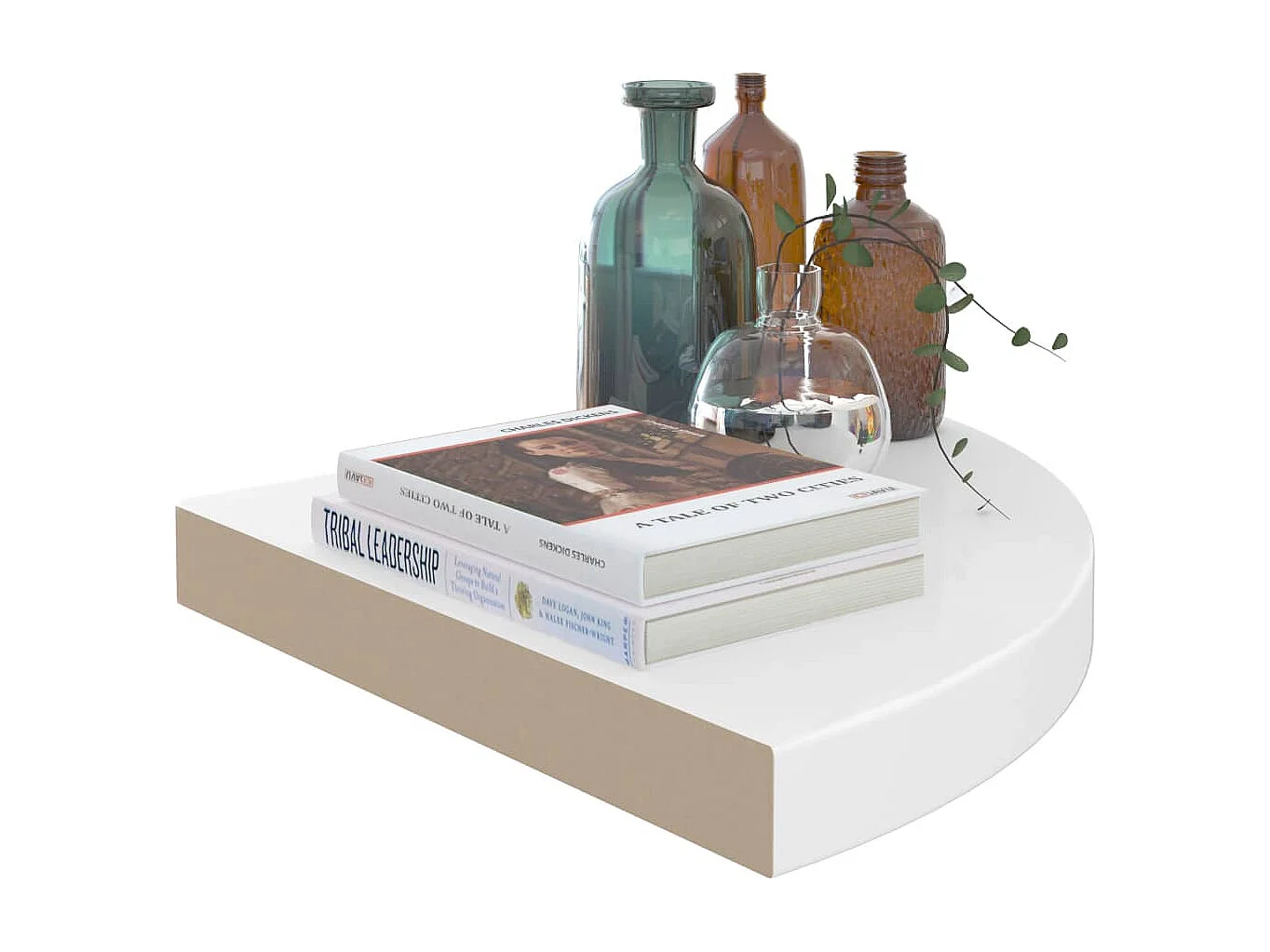 Étagère d'angle flottante blanc brillant 35x35x3,8 cm MDF