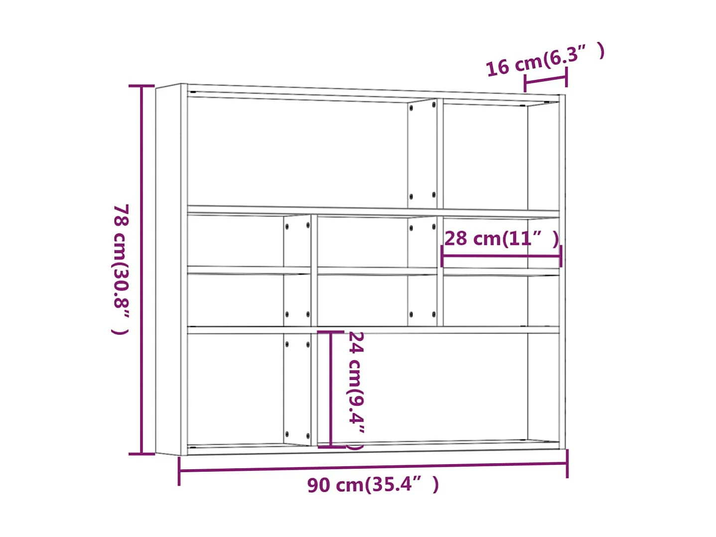 Étagère murale Sonoma gris 90x16x78 cm Bois ingénierie