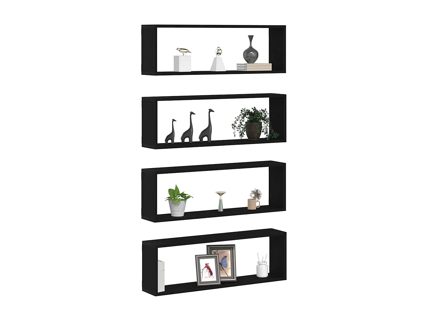 Étagères murales 4 pièces Chêne Noir 80x15x26 cm Bois d'ingénierie