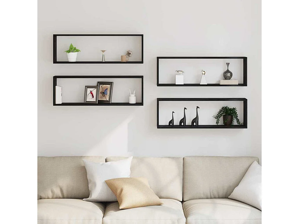 Étagères murales 4 pièces Chêne Noir 80x15x26 cm Bois d'ingénierie