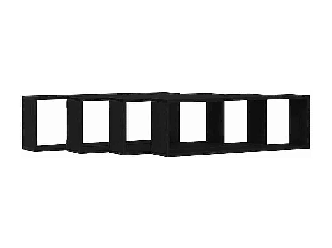 4-delige wandplanken Zwarte Eiken 80x15x26 cm Bewerkt hout