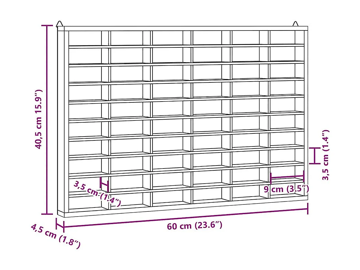 Sammlungsvitrine aus Holz mit 60 Fächern