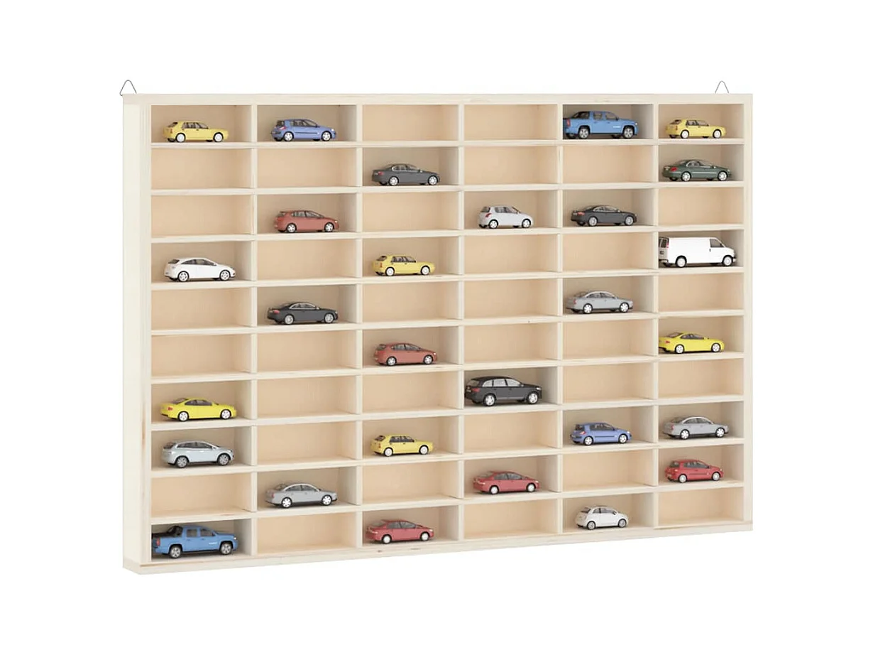 Houten collectie vitrine met 60 vakken