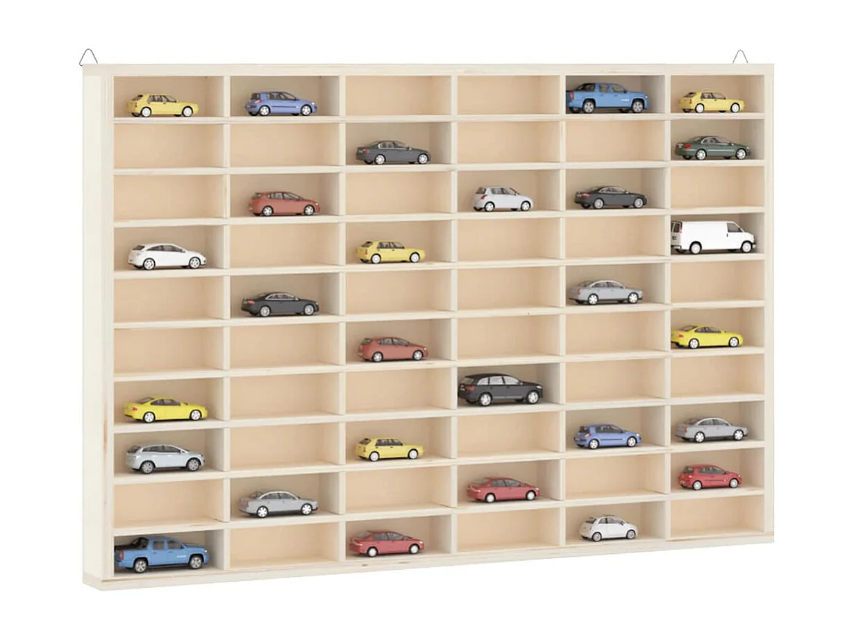Vitrina de colección de madera con 60 compartimentos